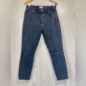 AGOLDE Women's Nico High Rise Slim Fit Black Jeans Hotline Wash Organic Size 31